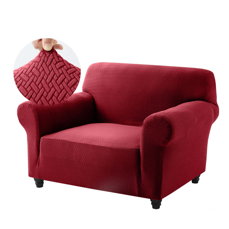 Luxury Stretchable Spandex Sofa Cover/Protector, 1 Seater, Burgundy