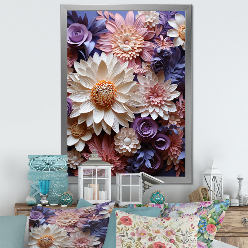 «Population Daisy Bloom Simple Beauty» sur toile, Cadre simple argenté, H 32 po x l 16 po x P 1 po