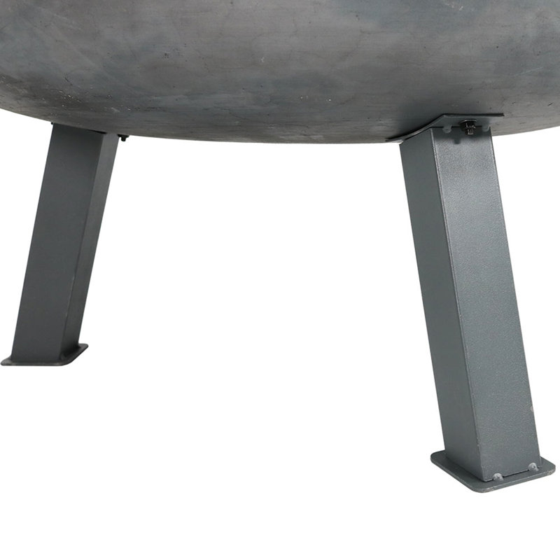 Foyer extérieur rond en acier au fini fer forgé Union - gris - 30 po, H 15 po x l 35 po x P 30 po, Gris