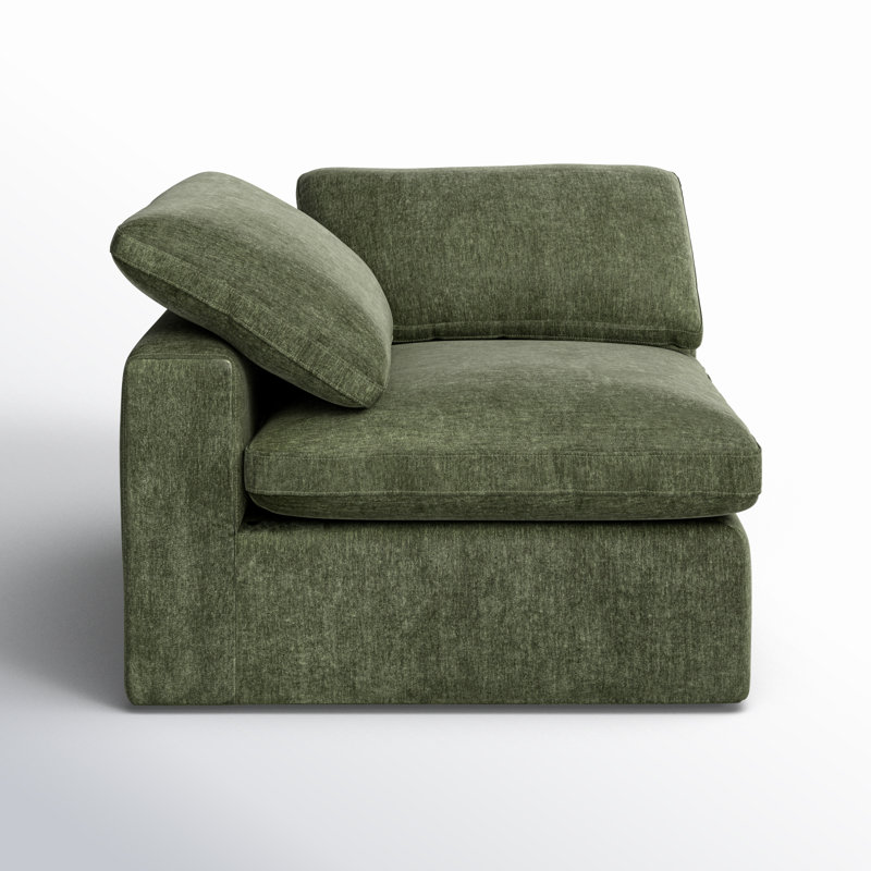 Chaise d'angle rembourrée Wonardo, Tissu vert Sagano