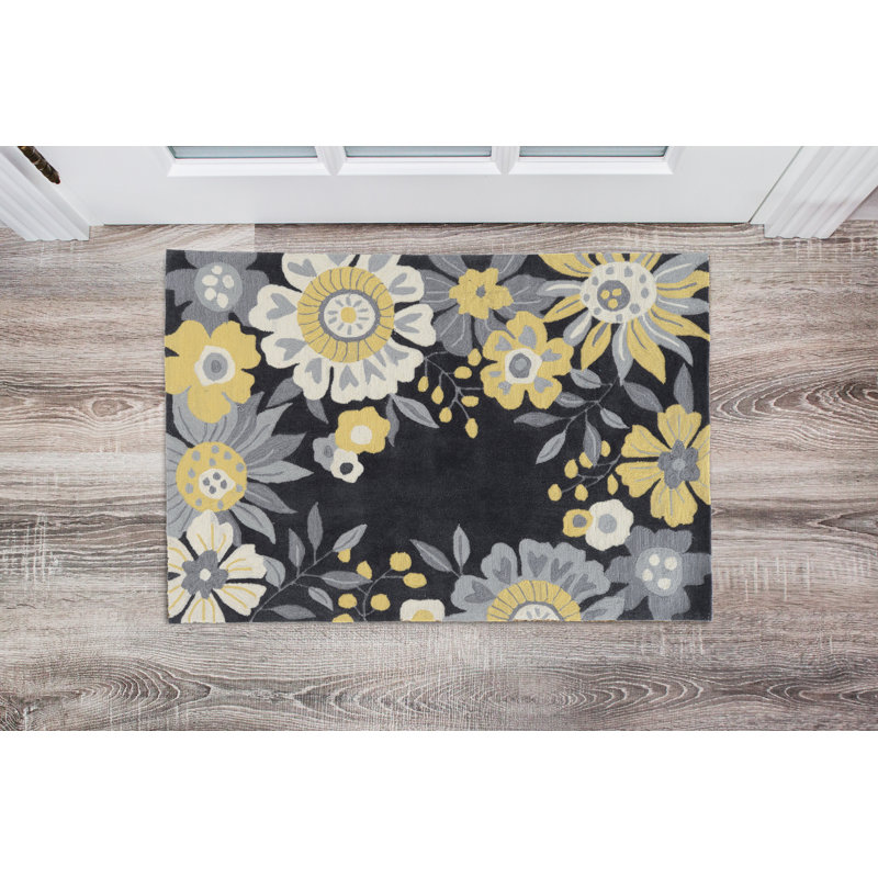 Marisela Handmade Rug Grey And Yellow, Rectangle 1'10" x 2'10"