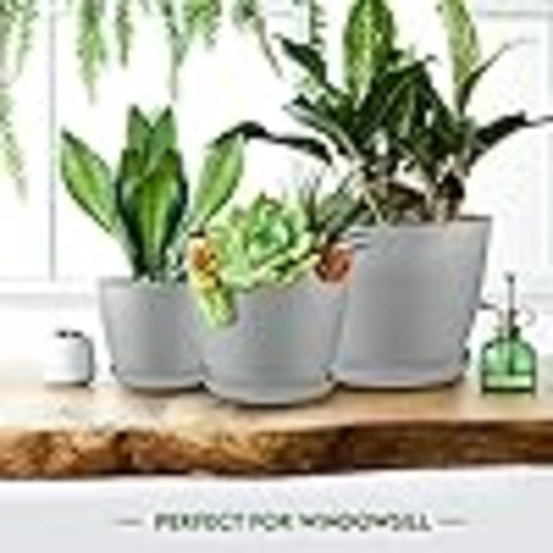 Plant Pots Indoor With Drainage - 7/6.6/6/5.3/4.8 Inches Flower Pots For Indoor Planter - 5 Pack Plastic Planters - Ideal For Stocking Stuffers Or Home Christmas Decorations
