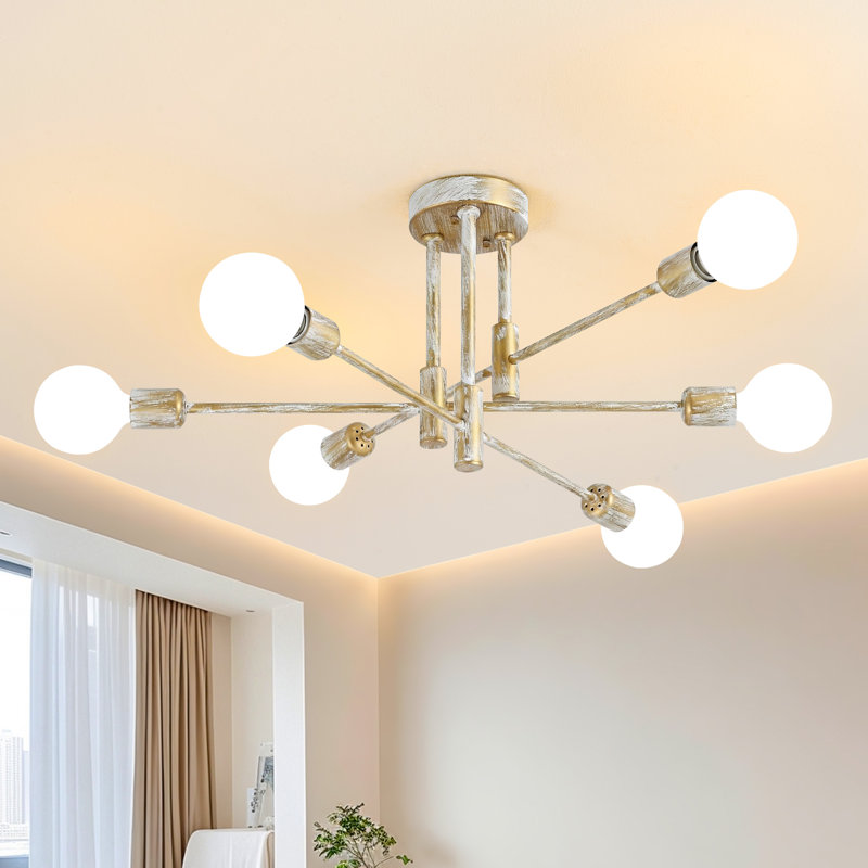 Sevin 6 - Light 25.2'' Sputnik Cylinder Flush Mount, White Rubbed Gold