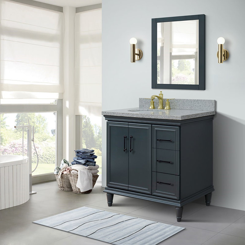 Meuble-lavabo simple 37 po galaxie et ovale - porte gauche / lavabo gauche, Gris