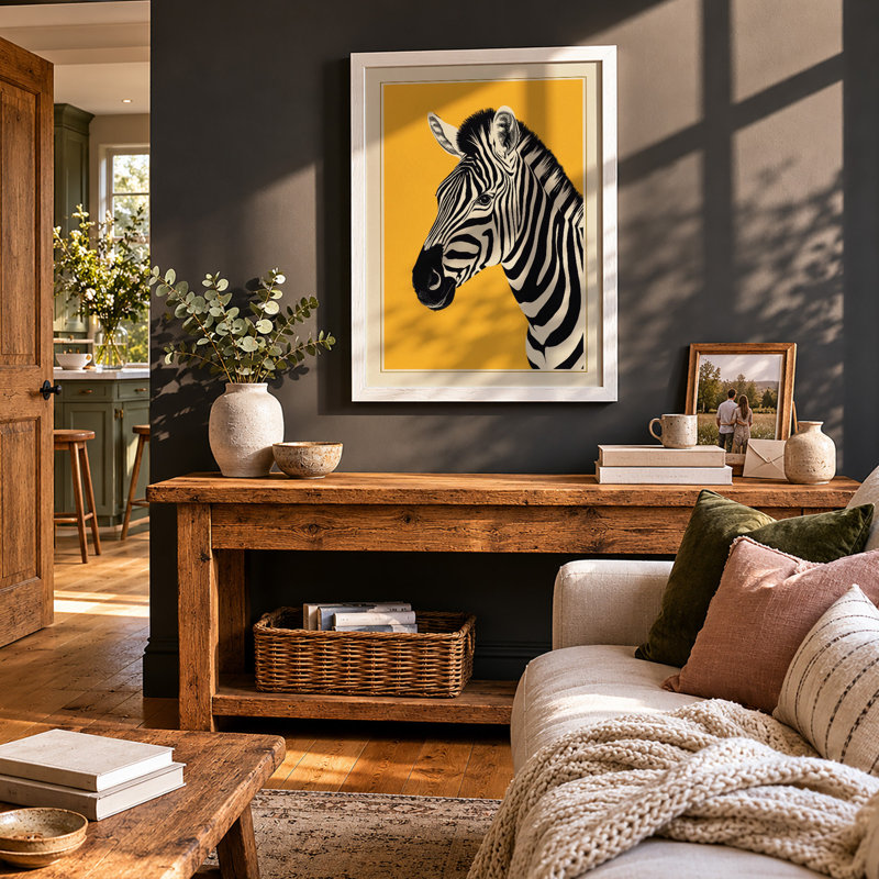 Striped Profile Graphic - Framed Print, A1 - 84.1 x 59.4 cm, White