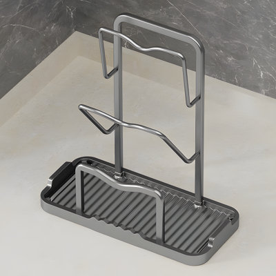 Wall-Mounted Kitchen Utensil Holder, No-Drill Cutting Board And Pot Lid Organizer With Drip Tray For Countertop Space Saving