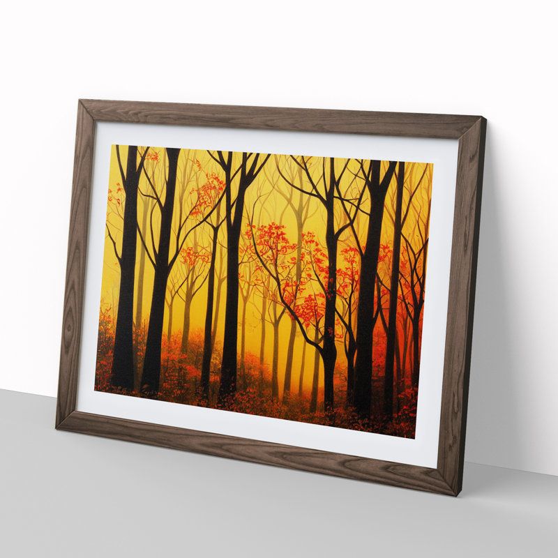 XH1022-984X A Sumptuous Autumn Forest - Single Picture Frame Print, 25cm H x 34cm W x 2cm D, Walnut