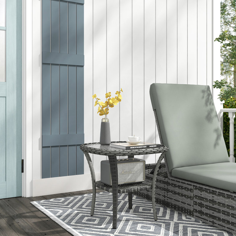Rattan Coffee Table With Storage Shelf, Water-Resistant And Durable For Indoor And Outdoor Use