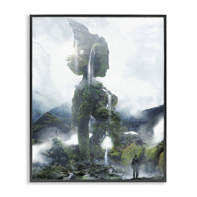 Mossy Nature Statue of Woman Framed Giclee, design by Barrett Biggers