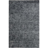 Wool Geometric Area Rug in Black/Light Gray