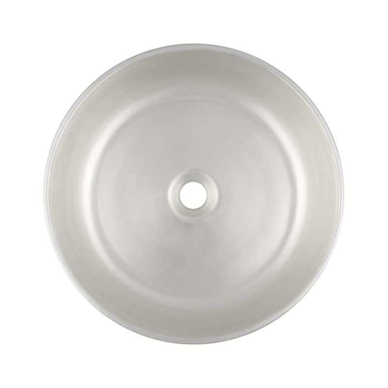 Bliss 16" Round Fireclay Vessel Bathroom Sink, Silver
