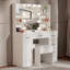 Ensemble de coiffeuse avec miroir de maquillage éclairé à DEL avec armoire et tablettes, blanc