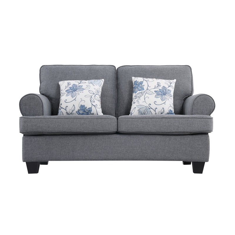 Ashkum 63" Linen Loveseat with Reversible Cushions, Gray