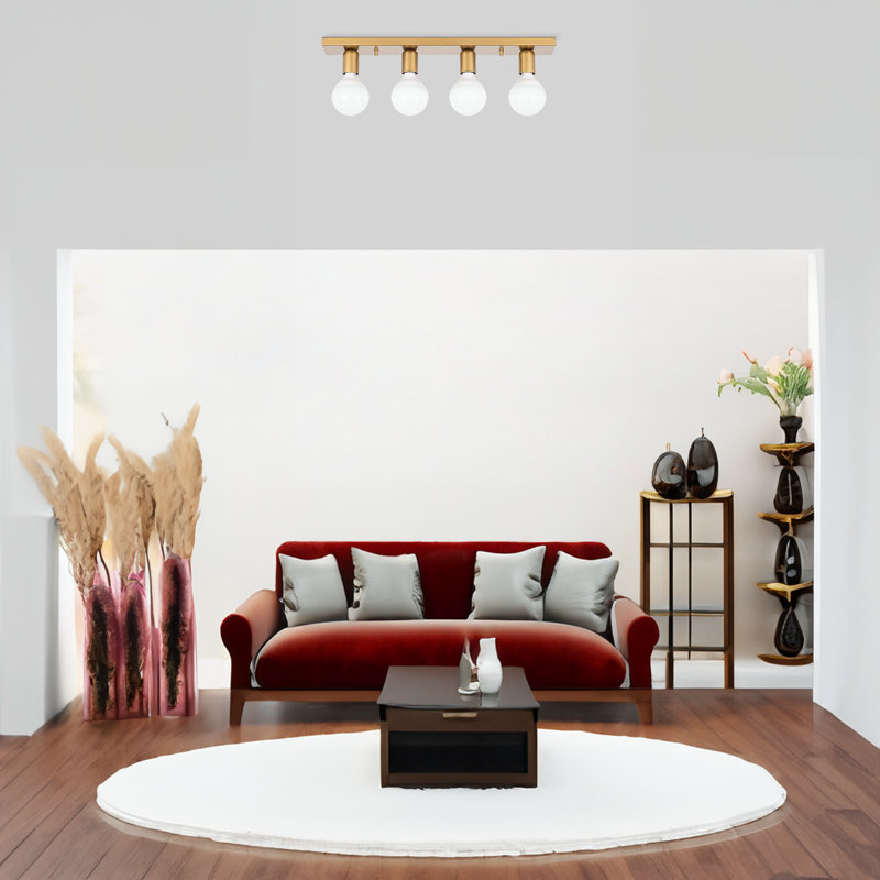 Flush Mount, 35.83" H x 3.94" W x 3.94" D, Shiny Gold