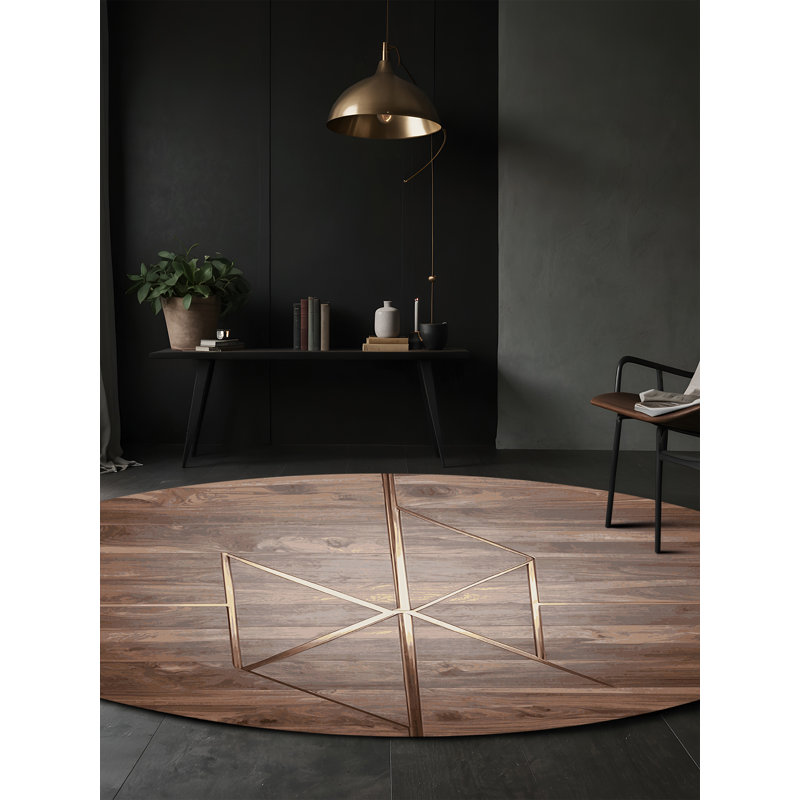 Machine Washable Brown Area Rug, Round 7'