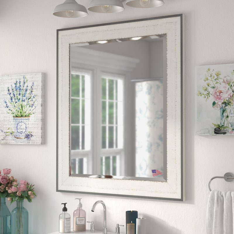 Wood Flat Wall Mirror, 31" H x 25" W