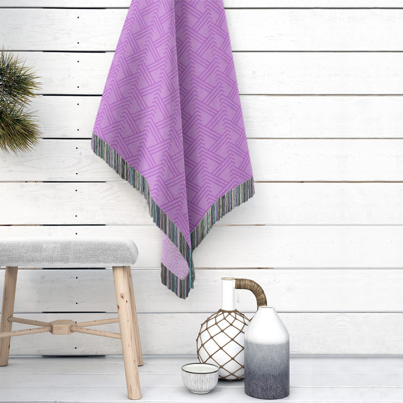 Couverture en coton tissé zigzag classique, L 37 po x L 52 po, Violet prune