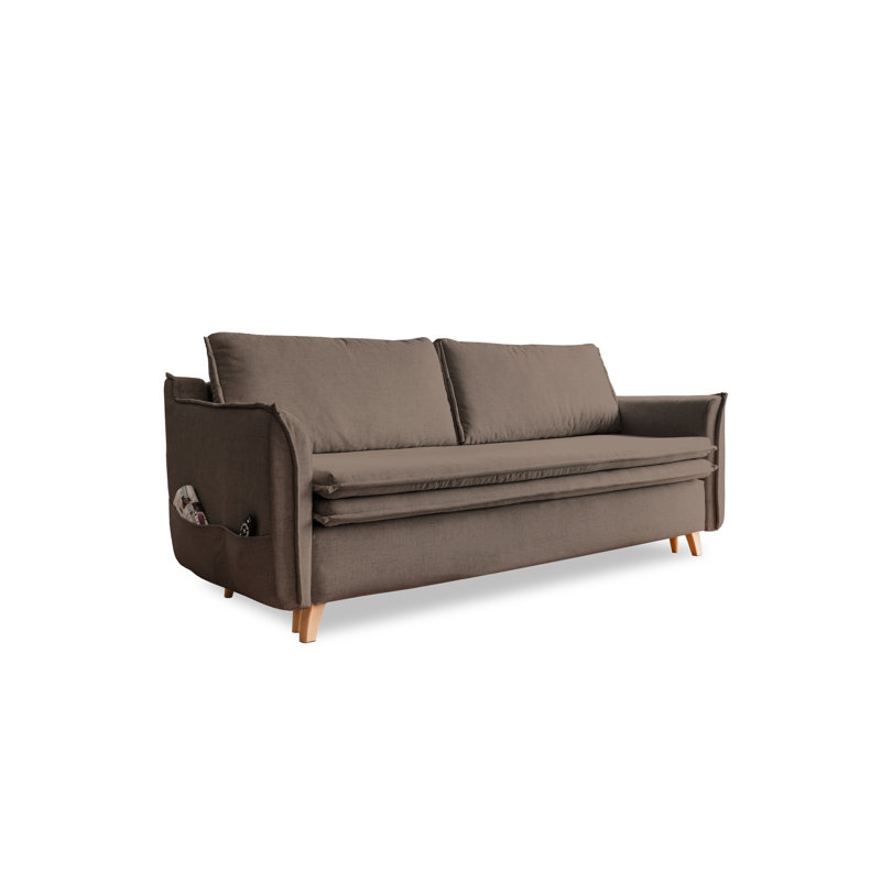 Charming Charlie 3 Seater Sofa Bed, Brown Linen