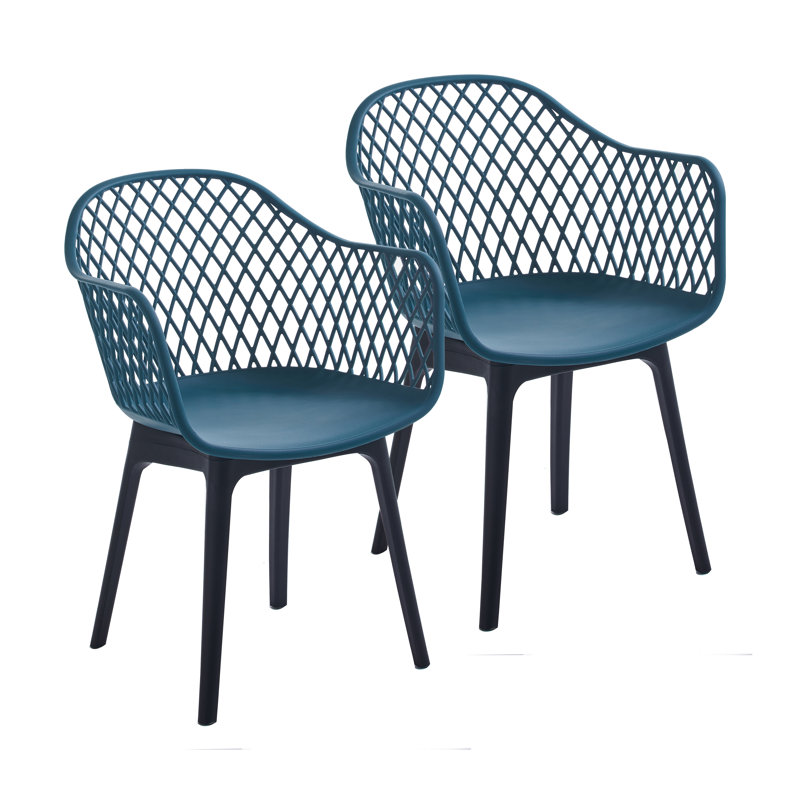 Chaise avec accoudoirs à dossier croisé, bleu