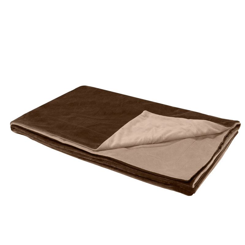 Waterproof Faux Velvet Throw Blanket, Brownstone, 60" x 50"