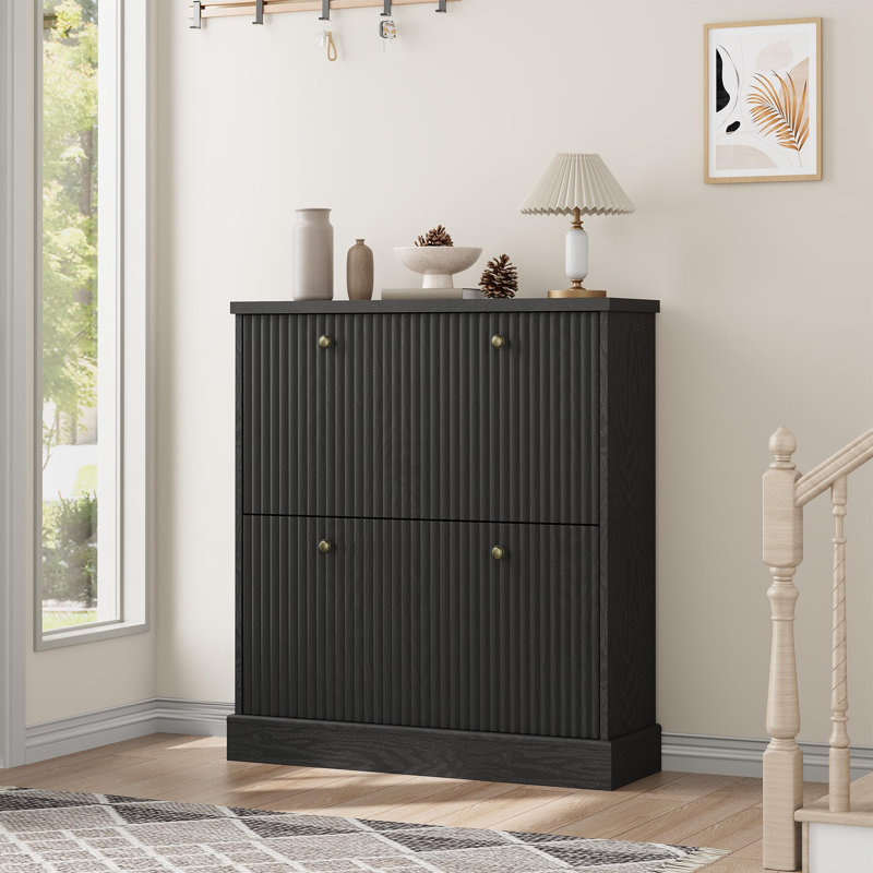 12 Pair Shoe Storage Cabinet, Black