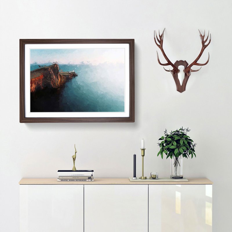 Neist Point Lighthouse Isle of Skye in Abstract - Framed Print, 27cm H x 36cm W x 2cm D, Walnut Framed
