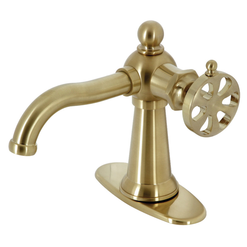 Kingston Brass Belknap Single-Handle 1-Hole Deck Mount Bathroom Faucet with Push Pop-Up and Deck Plate