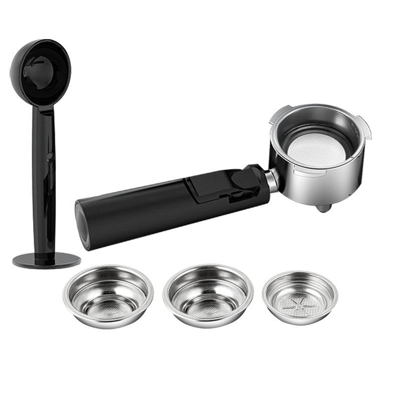 Porte-filtre expresso 51 mm, support pour machine à café à 3 oreilles avec double bec verseur, comprend des paniers-filtres simples et doubles, tasse à expresso en acier inoxydable 304 de qualité alimentaire avec poignée noire, compatible avec les machines à expresso Plum Chef 51 mm et autres.