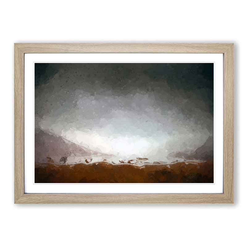 View of Stirling in Scotland in Abstract - Picture Frame Graphic Art Print, Oak, 40cm H x 60cm W x 2cm D