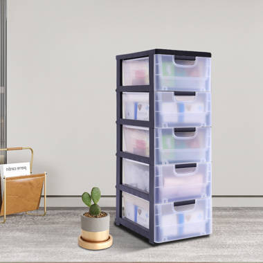 Homz Plastic 6 Clear Drawer Medium Home Storage Container Tower