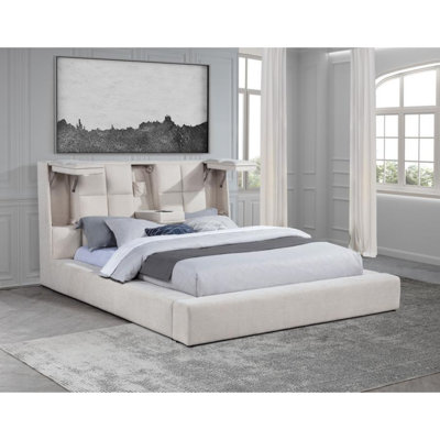 Curry Upholstered Led Platform Bed