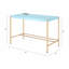 Bureau d'écriture avec port USB, bureau rectangulaire avec plateau en bois et base en métal-420323539