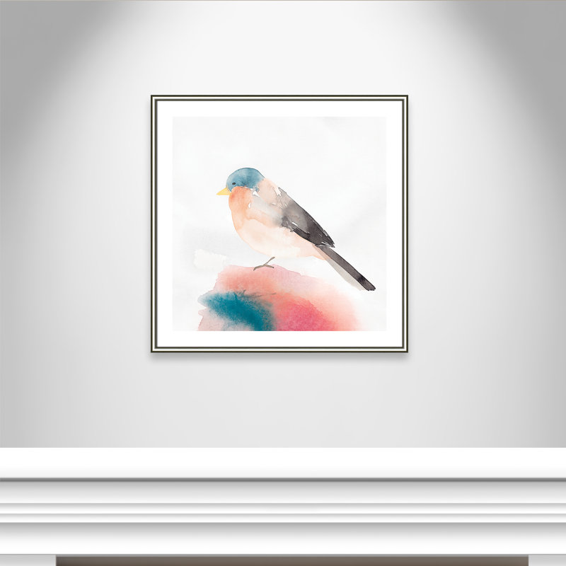 Chickadee II par Casa Fine Arts, Blanc, Papier avec cadre argenté, H 33,25 po x l 33,25 po x P 0,875 po