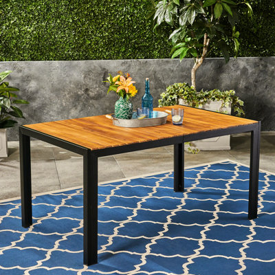Table de salle à manger en bois et structure en fer de style moderne de 58,86 po Profondeur x 36,48 po, largeur 30,86 po, avec pieds, profondeur 35,5 po, hauteur 30 po