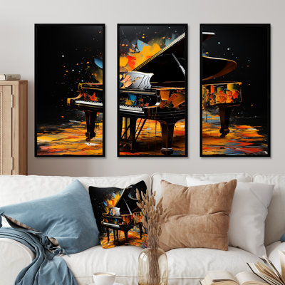 Orange graphite piano sérénade - Piano, art mural