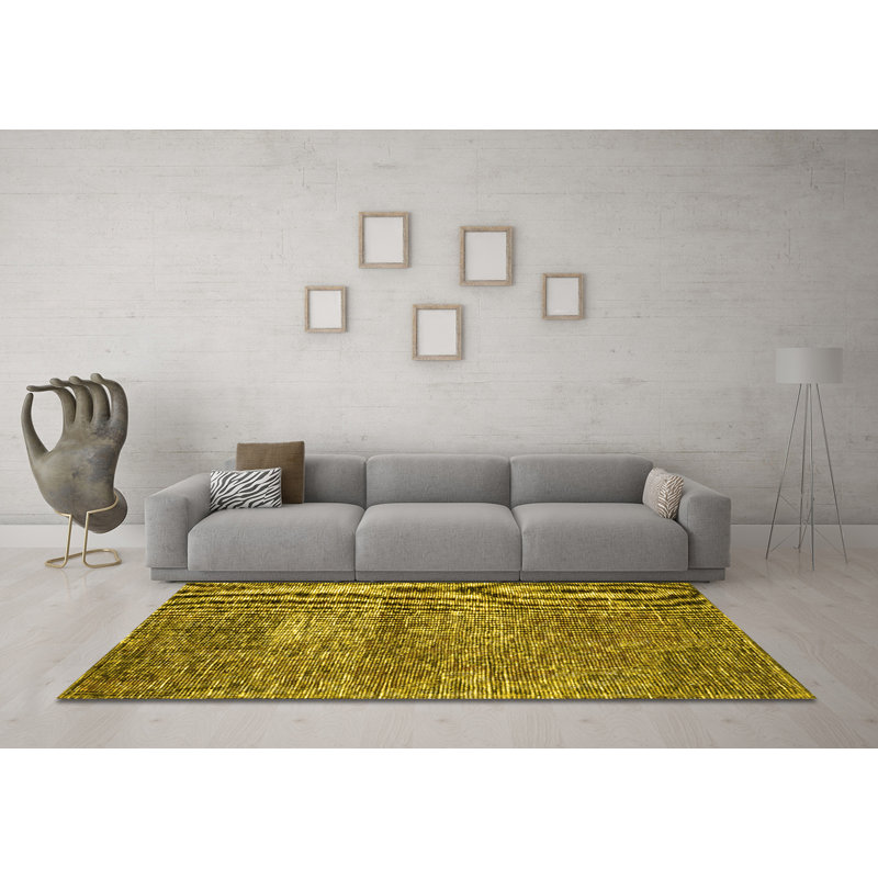 Tapis traditionnels jaunes 3778, Carré de 6 pi