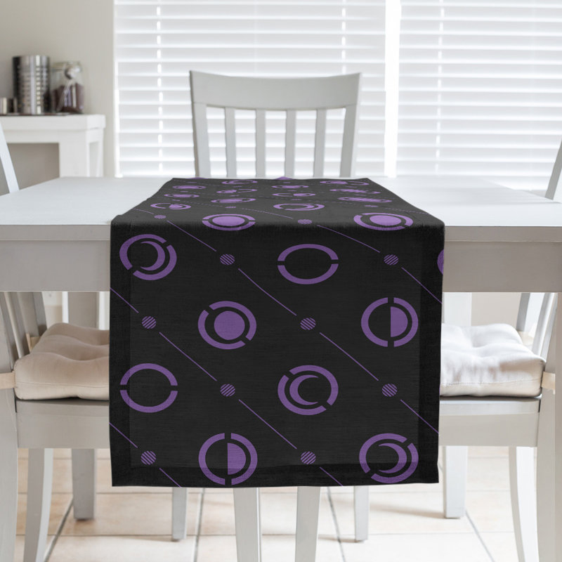 Classic Moon Phases Table Runner, 16" x 72", Purple/Black