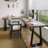 Brown L-Shaped Solid Wood + Iron desk-108839990-108839992