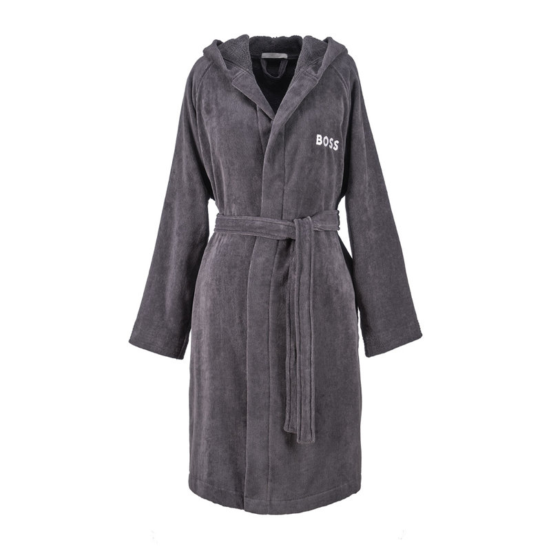 100% Cotton Terry Cloth Girl / Woman+ Mid-Calf Bathrobe, Dark Gray, S