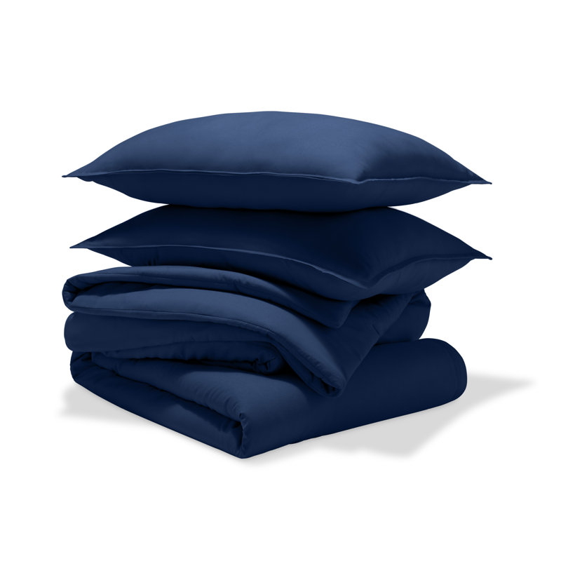 Ensemble d'édredon en duvet synthétique, Édredon double + 2 taies décoratives standards, Bleu très foncé