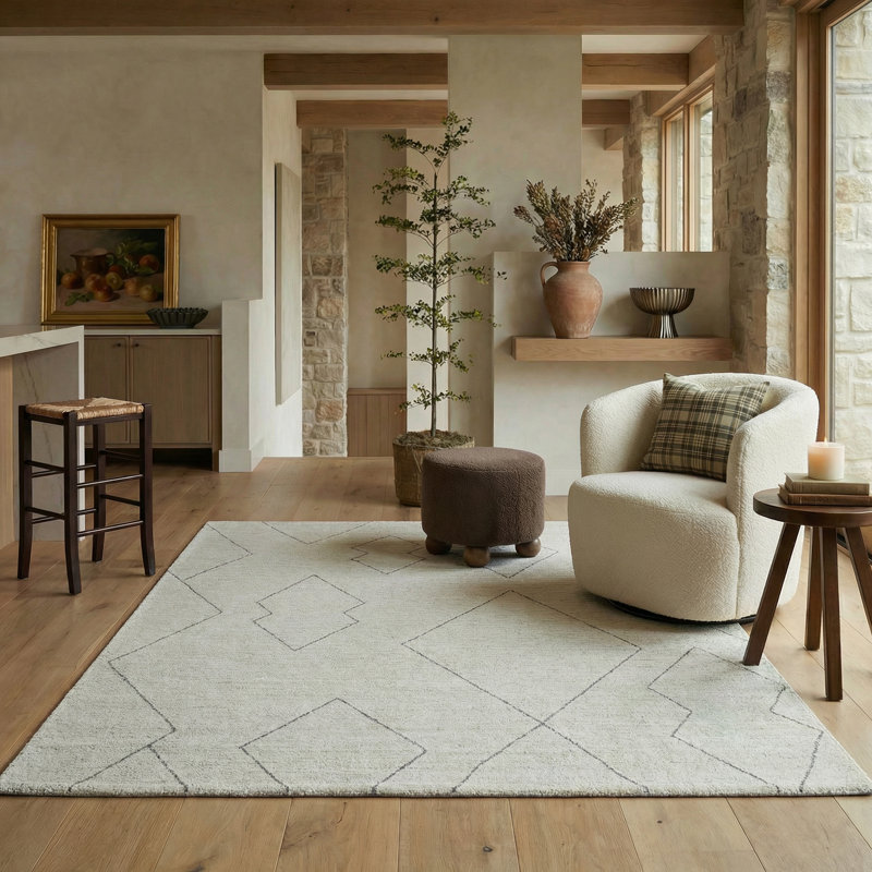 Tapis d'intérieur beige de la collection Tapis Jyaire, Rectangle 6 pi 8 po x 9 pi 7 po