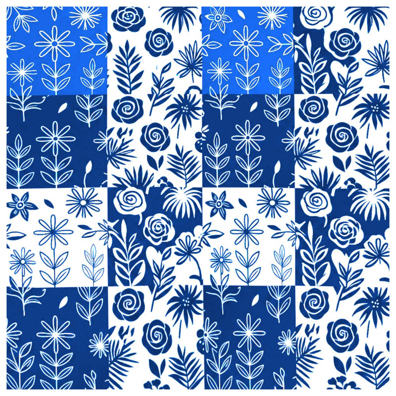 Blue White Floral Pattern Duvet Covers, Twin