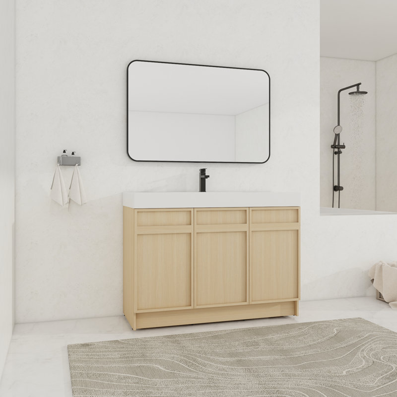 Ensemble de meuble-lavabo simple autoportant 48 po avec plateau en résine 48 po
