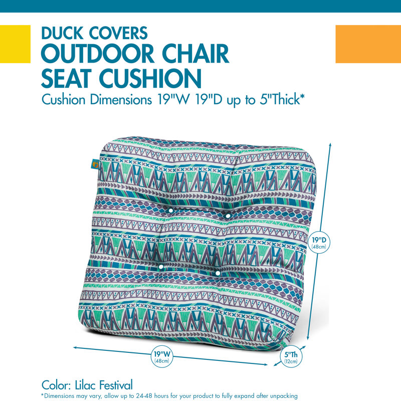Outdoor 5'' Dining Chair Seat Cushion, Teal Geo