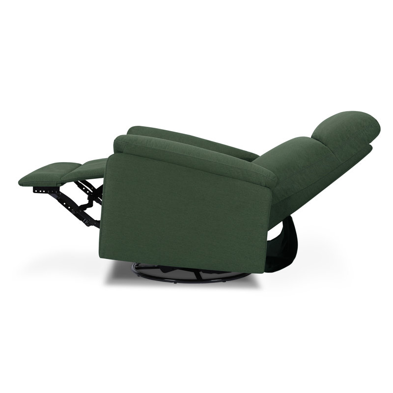 Pine Green Polyester Swivel Recliner with Metal Frame