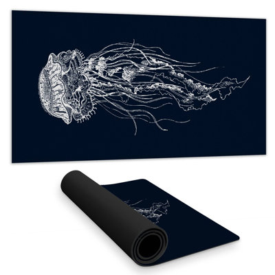 Detailed jellyfish illustration - 15.75"x31.50" Desk mat