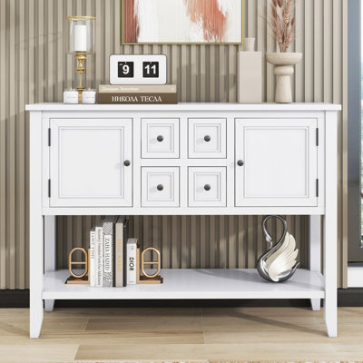 Cambridge Series  Ample Storage Vintage Console Table With Four Small Drawers And Bottom Shelf For Living Rooms, Entrances And Kitchens -  Lark Manor™, D278D078F9574EE79327FB9E818C0310