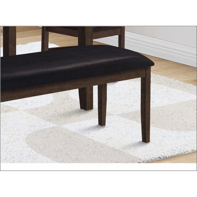 Bench, 48" Rectangular, Dining Room, Entryway, Hallway, Kitchen, Upholstered, Wood,  Solid Wood,  Leather-look, Transitional