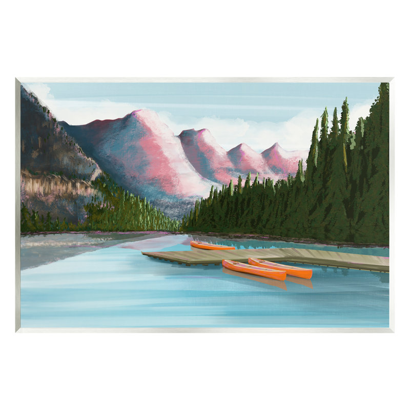 «Calming Lake Camp Nature Canoes Floater», art mural sur toile par cadre arctique, H 10 po x l 15 po x P 0,5 po, Bois