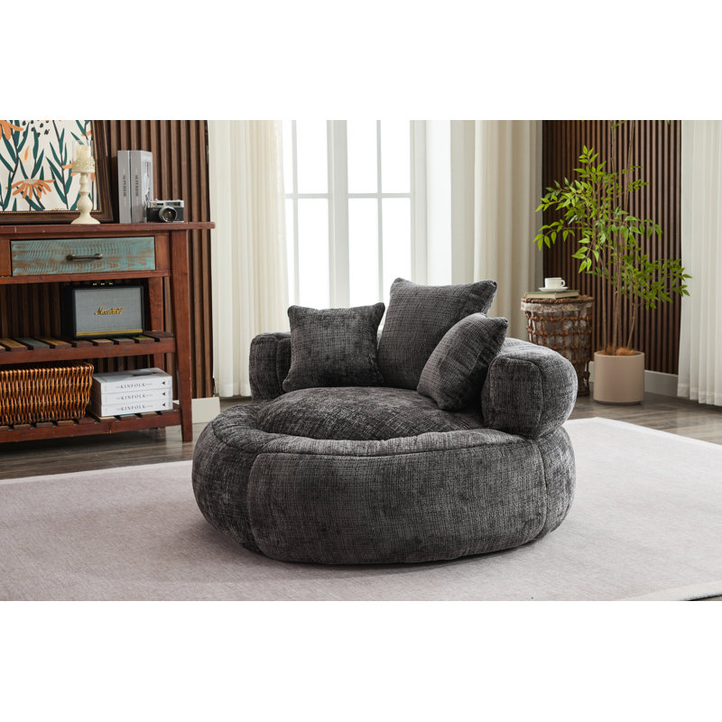 Comfortable Foam Filled Bean Bag Chair for Relaxation, Versatile for Indoor and Outdoor Use, Black